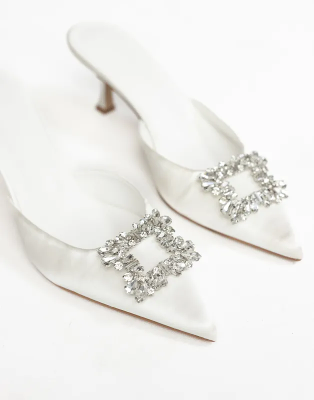Promise Heels (White Satin) - By Billini sold by Charcoal Clothing