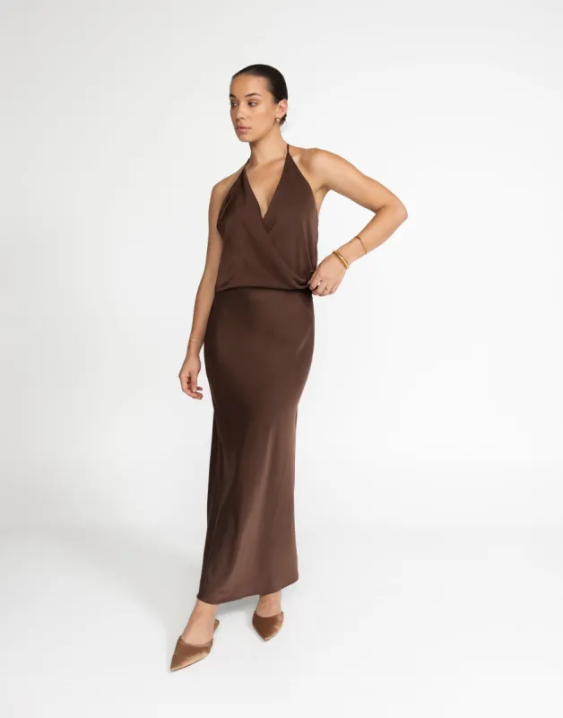 Cabaret Maxi Skirt (Cocoa) sold by Charcoal Clothing