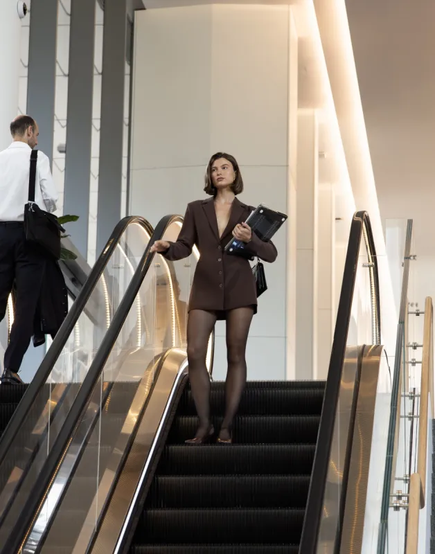 Jay Blazer Dress (Cocoa) sold by Charcoal Clothing