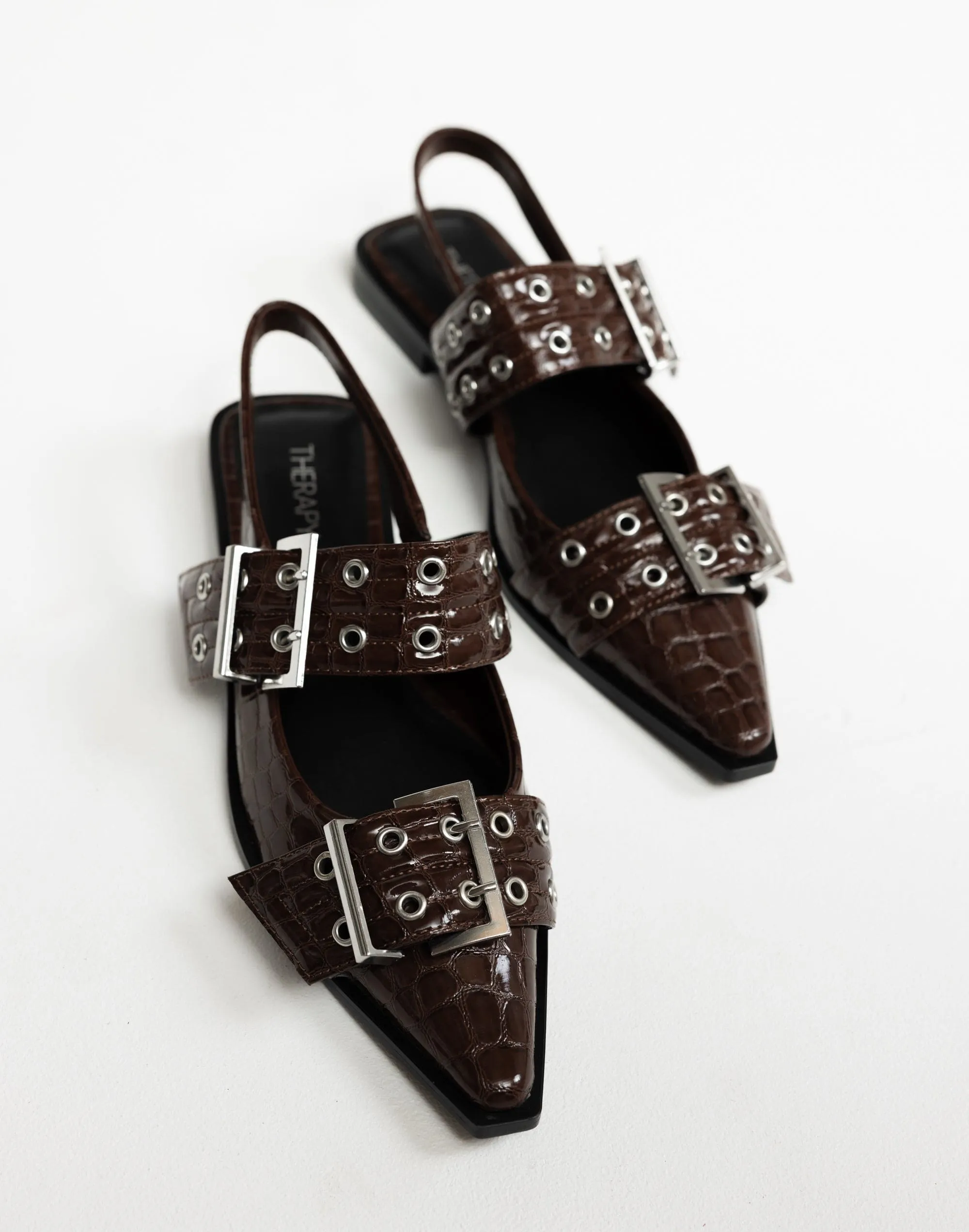 Matilda Flats (Chocolate Patent Croc) - By Therapy sold by Charcoal Clothing product image thumbnail 4