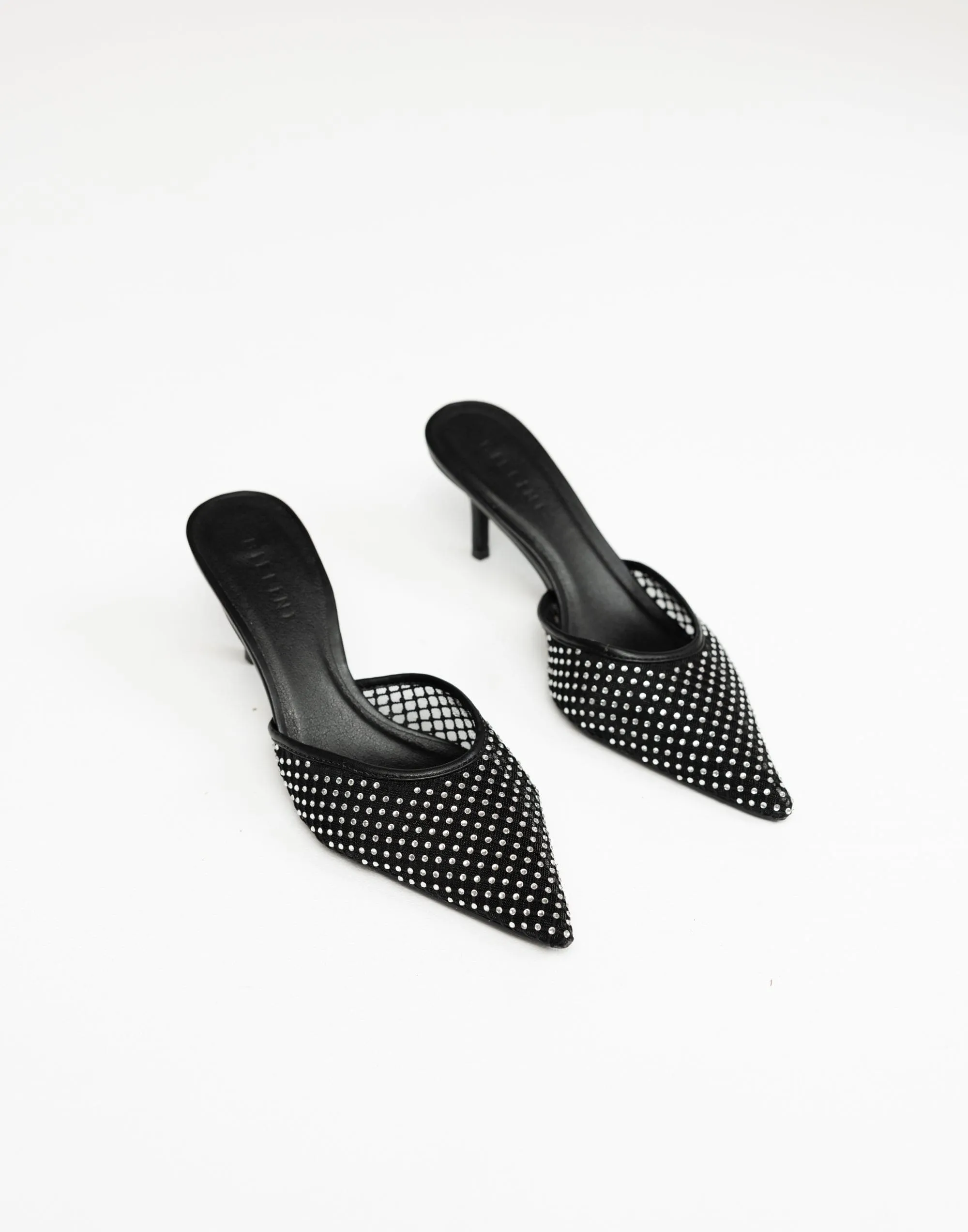 Dez Heels (Black Mesh-Diamante) - By Billini sold by Charcoal Clothing