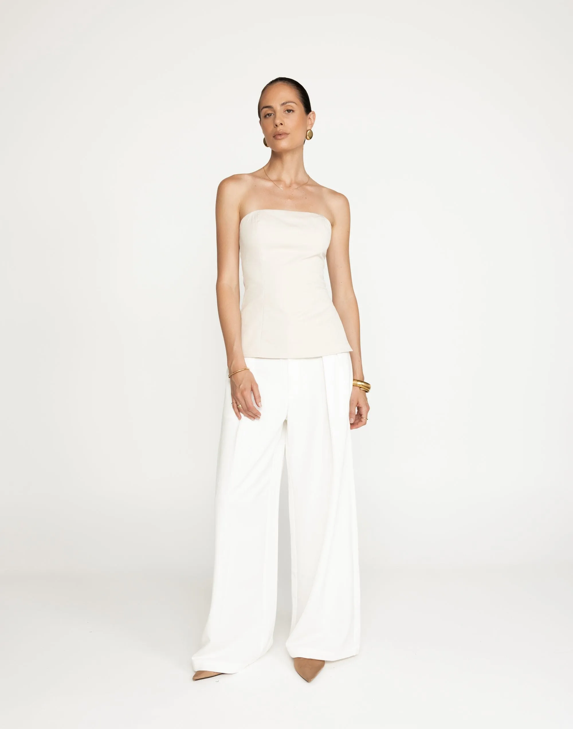 Madelaine Strapless Top (Oat) sold by Charcoal Clothing