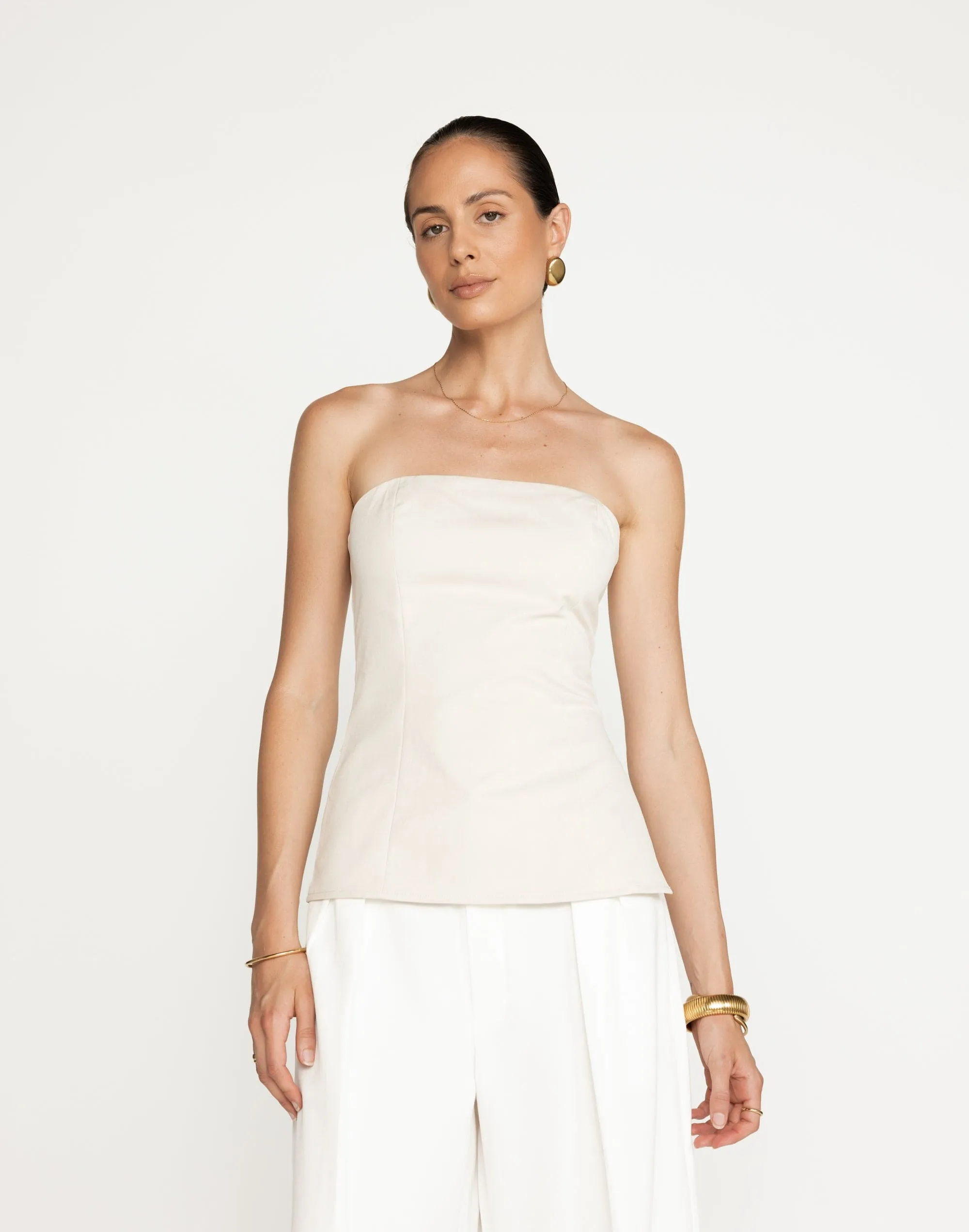 Madelaine Strapless Top (Oat) sold by Charcoal Clothing product image thumbnail 2