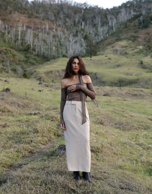 Malakai Maxi Skirt (Beige) sold by Charcoal Clothing