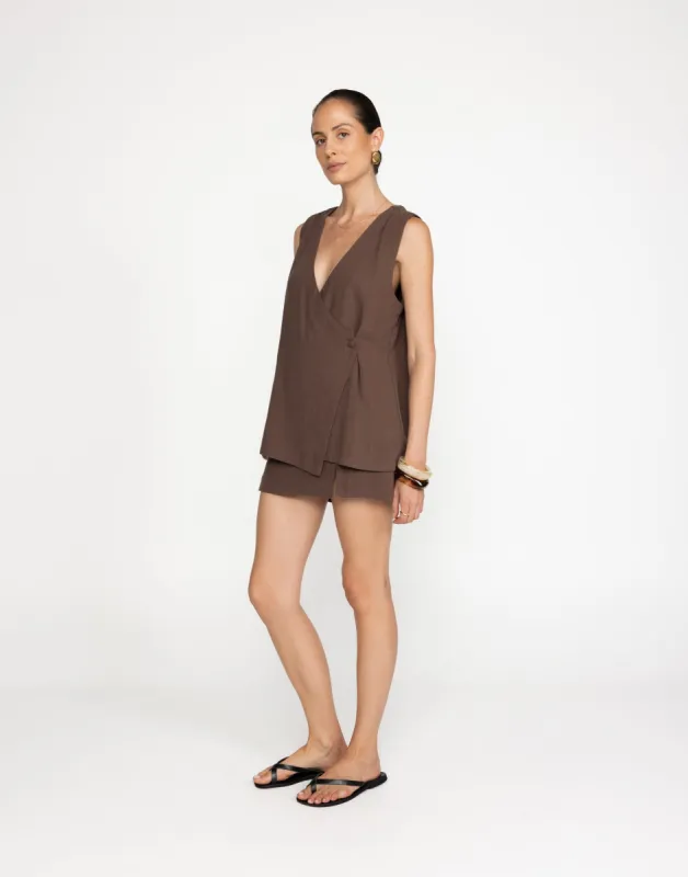 Sandra Mini Skirt (Cocoa) sold by Charcoal Clothing