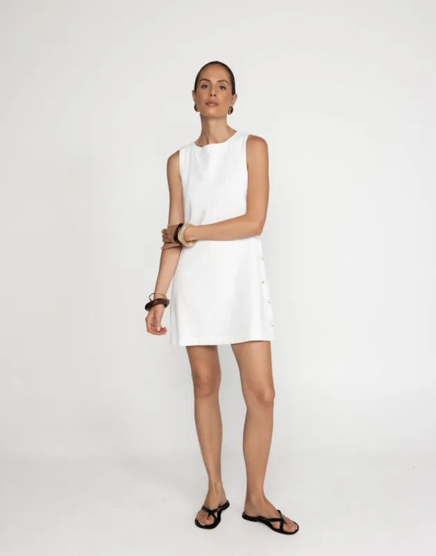 Hanna Mini Dress (White) made by Charcoal Clothing