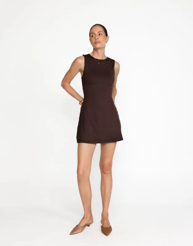 Edwards Mini Dress (Chocolate) sold by Charcoal Clothing