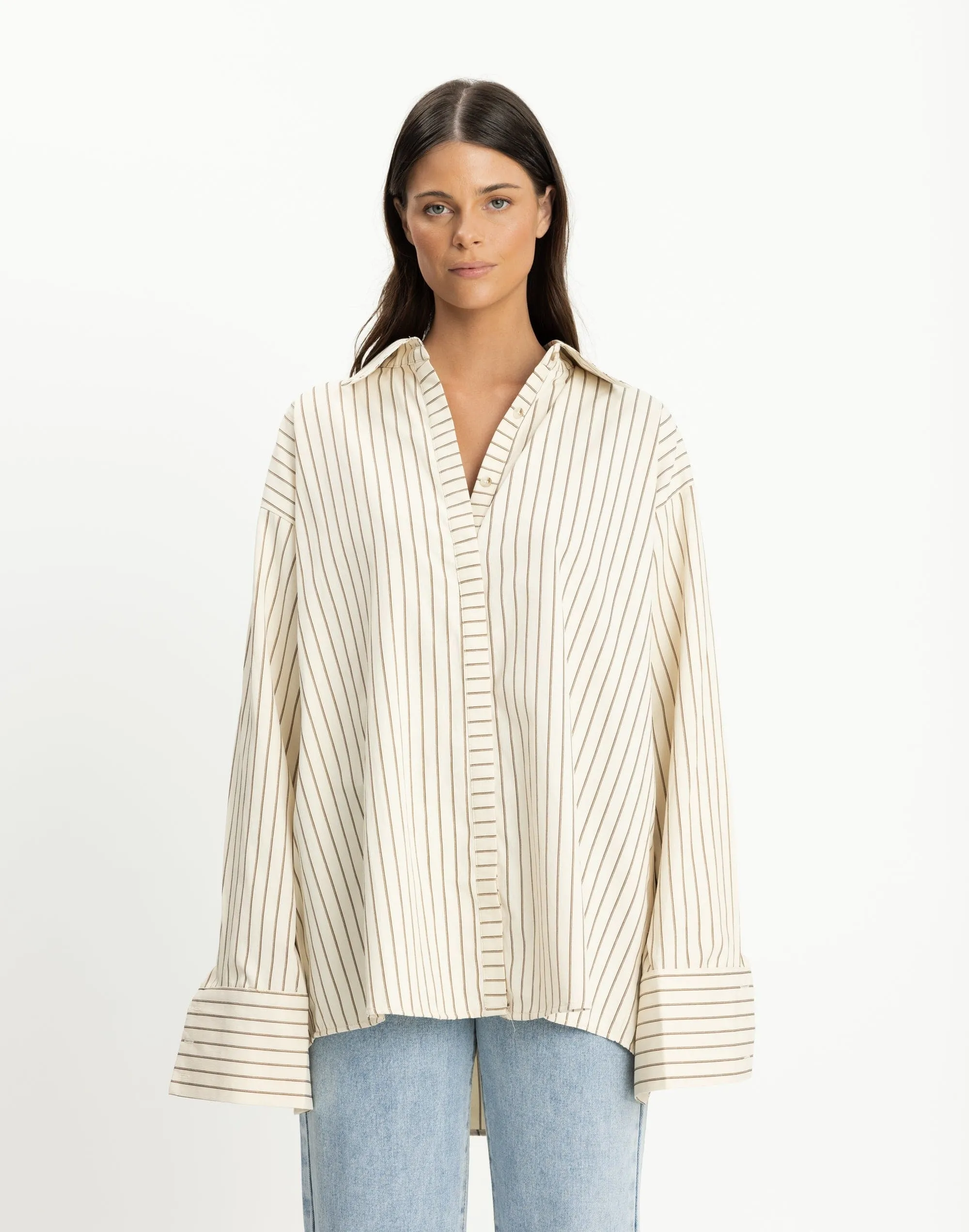 Lena Shirt (Cream Pinstripe) sold by Charcoal Clothing product image thumbnail 3