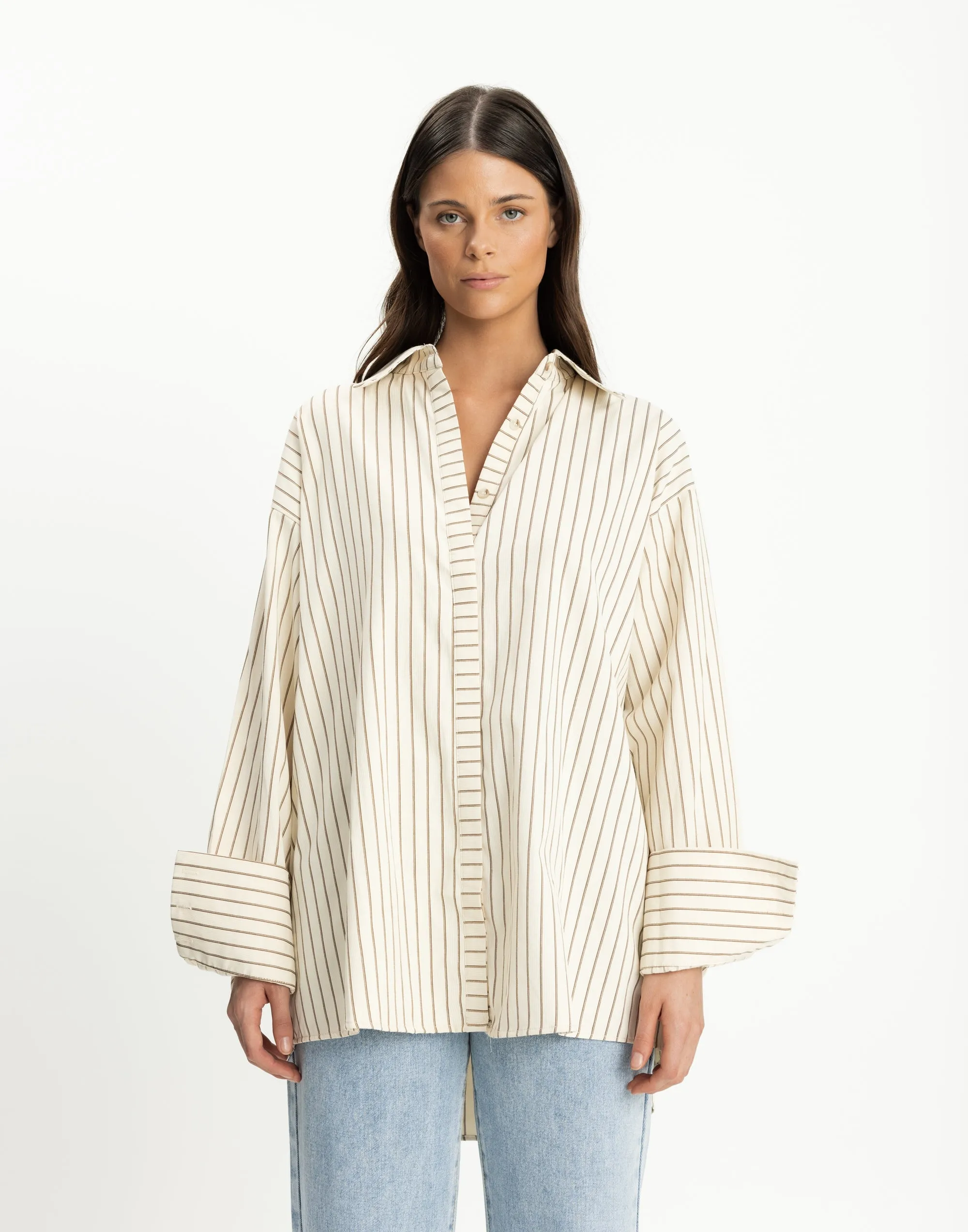 Lena Shirt (Cream Pinstripe) sold by Charcoal Clothing product image thumbnail 2