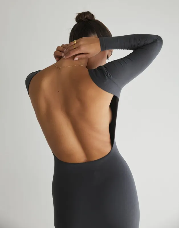 Luna Long Sleeve Mini Dress (Charcoal) sold by Charcoal Clothing