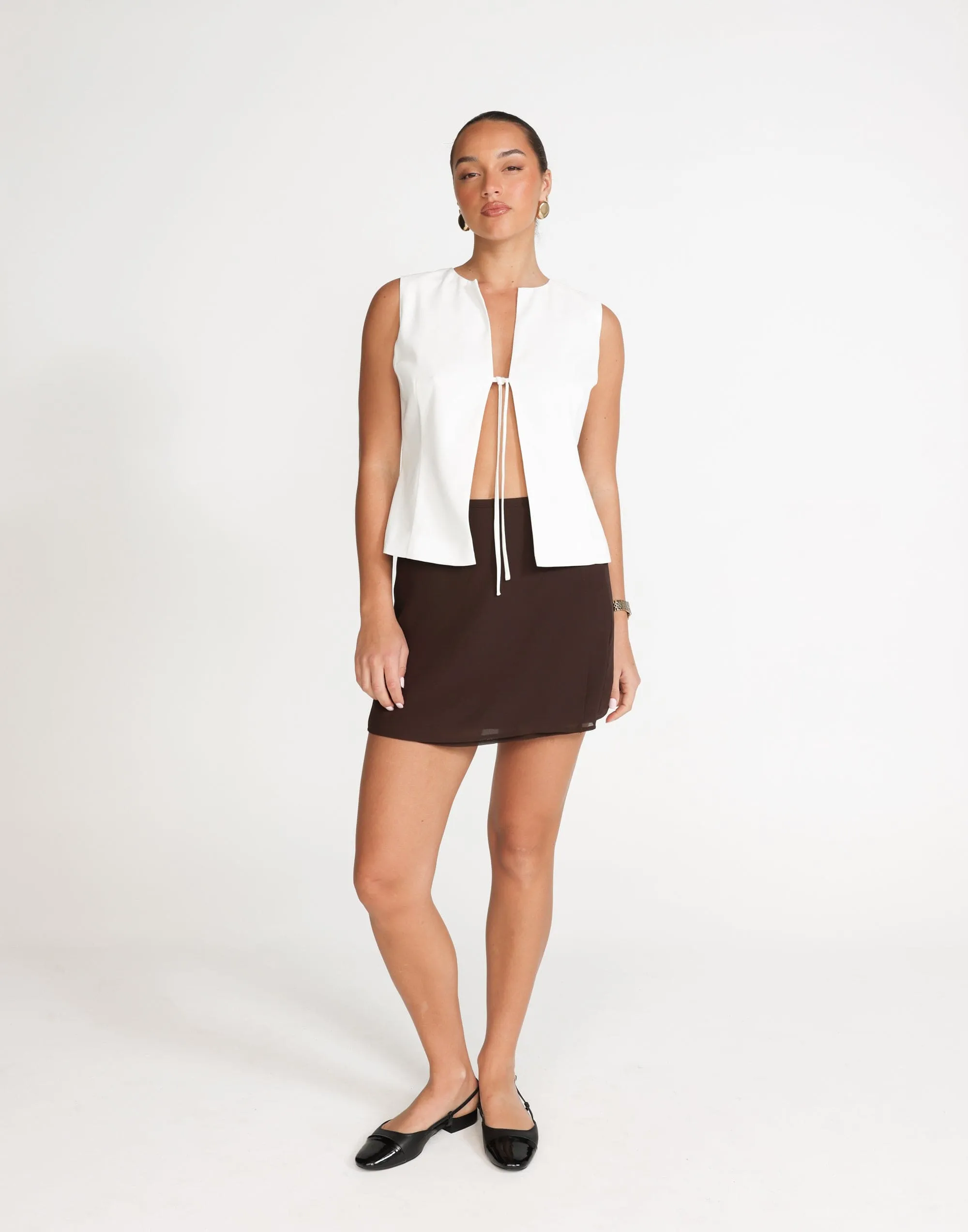 Abby Mini Skirt (Cocoa) sold by Charcoal Clothing product image thumbnail 4