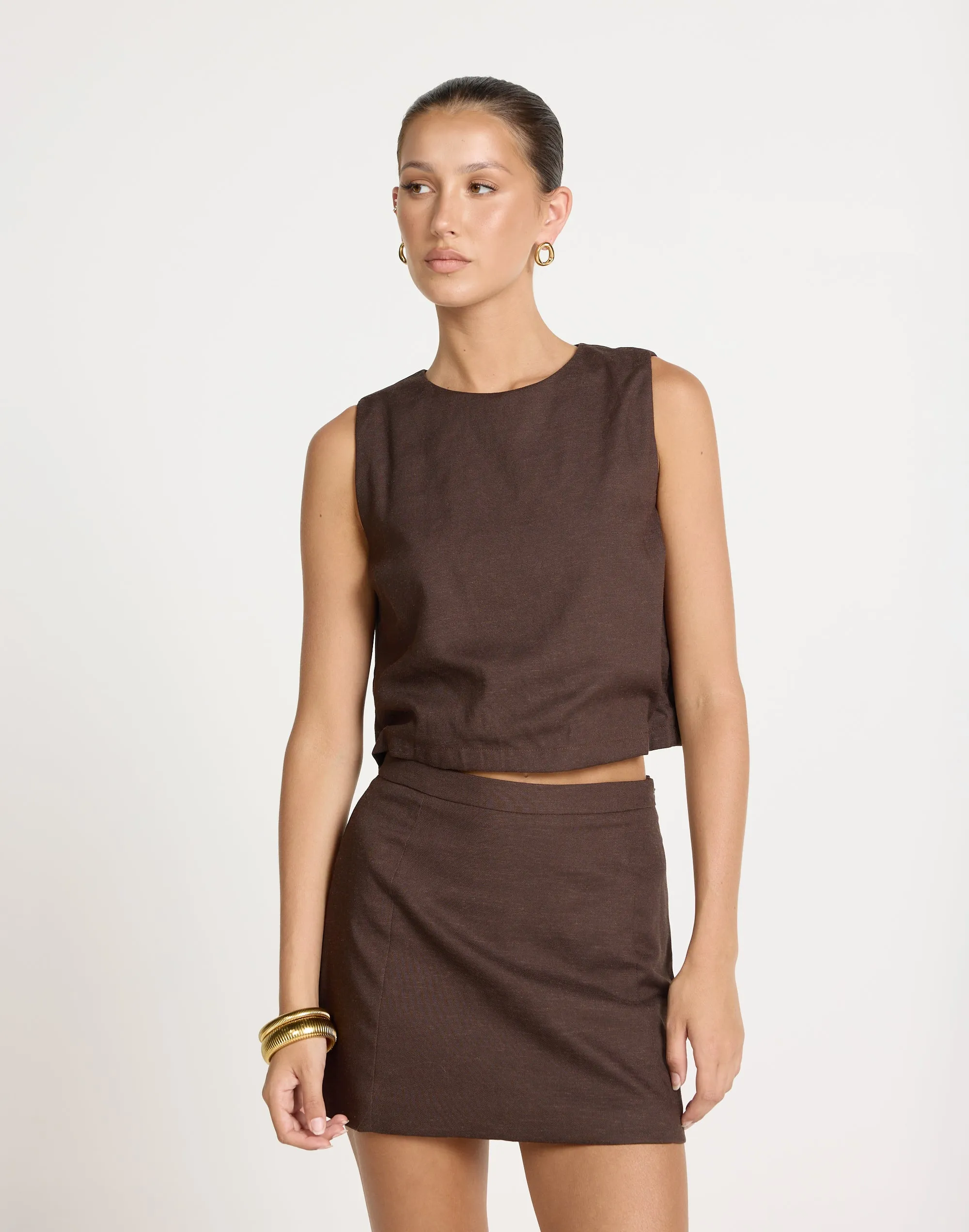 Beckett Mini Skirt (Chocolate) sold by Charcoal Clothing product image thumbnail 3