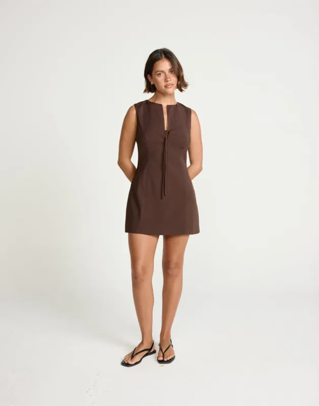 Caisey Mini Dress (Chocolate) sold by Charcoal Clothing