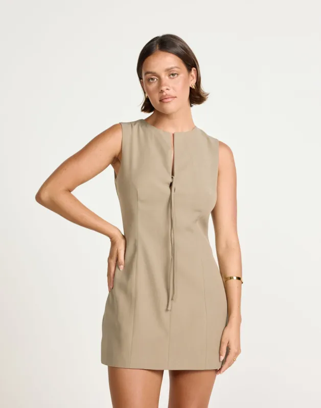 Caisey Mini Dress (Stone) sold by Charcoal Clothing