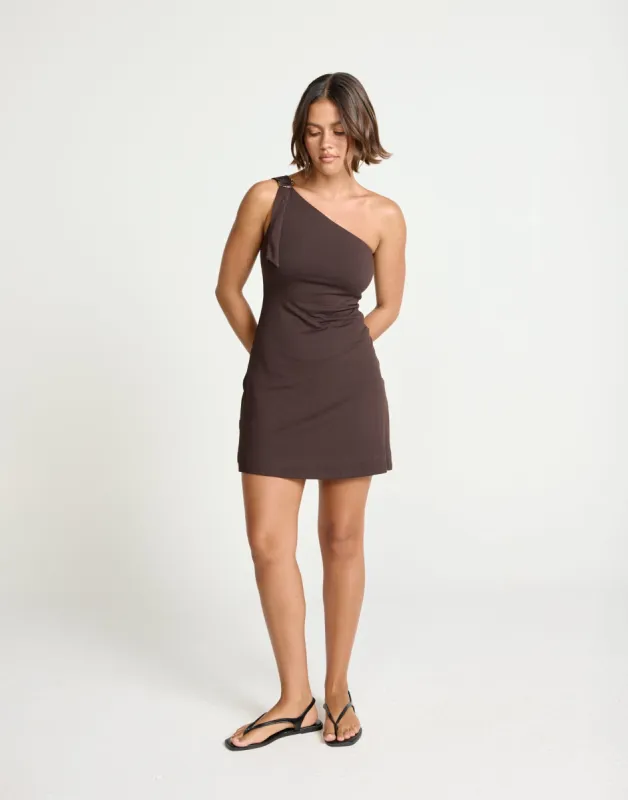 Zuelia Mini Dress (Chocolate) sold by Charcoal Clothing