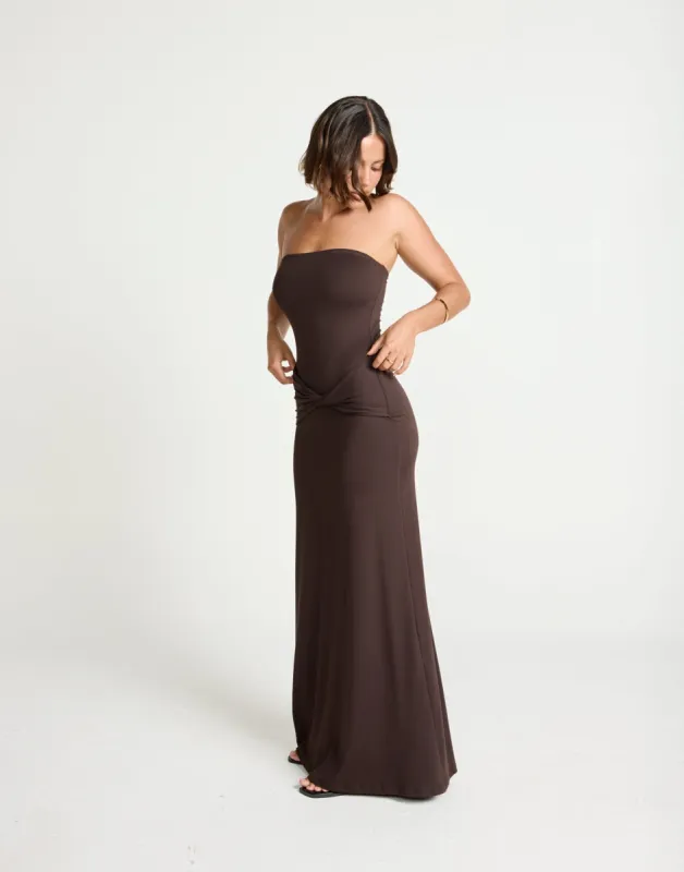 Edela Maxi Dress (Chocolate) sold by Charcoal Clothing