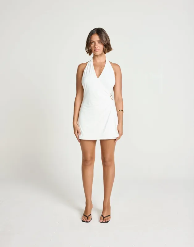 Agnete Mini Dress (White) sold by Charcoal Clothing