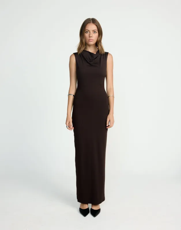 Florrie Maxi Dress (Chocolate) sold by Charcoal Clothing