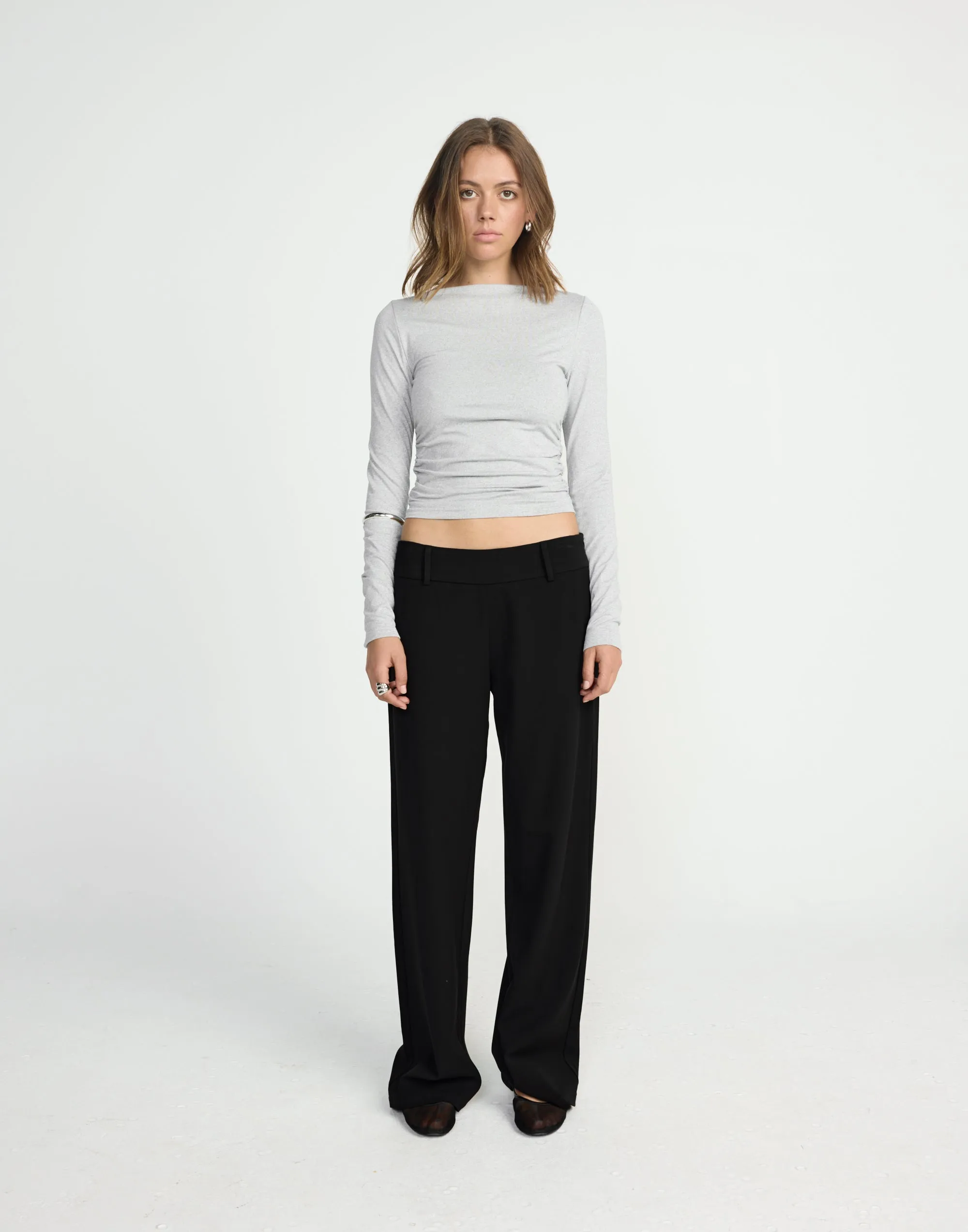 Caprice Long Sleeve Top (Grey Marle) sold by Charcoal Clothing