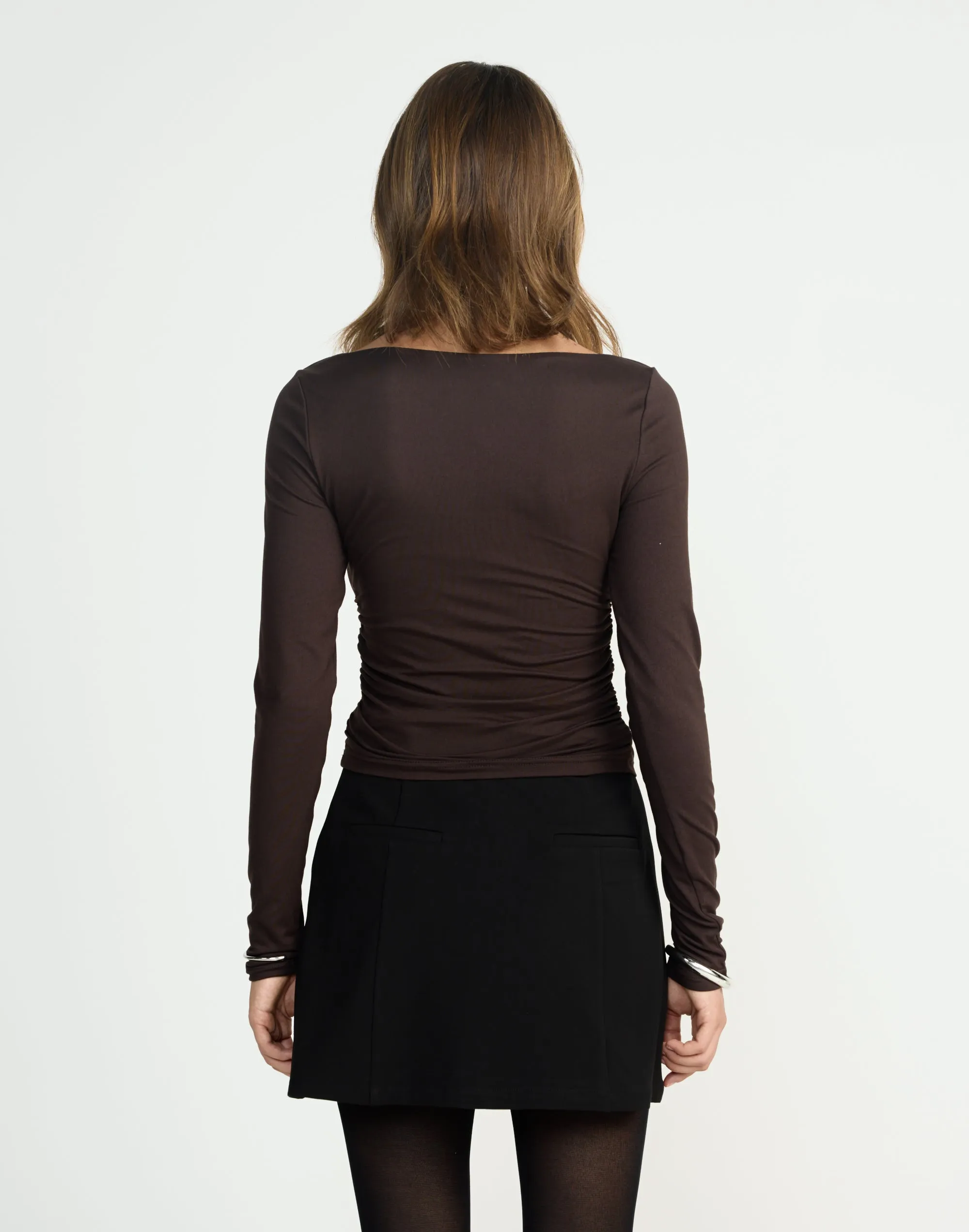 Caprice Long Sleeve Top (Chocolate) sold by Charcoal Clothing product image thumbnail 4