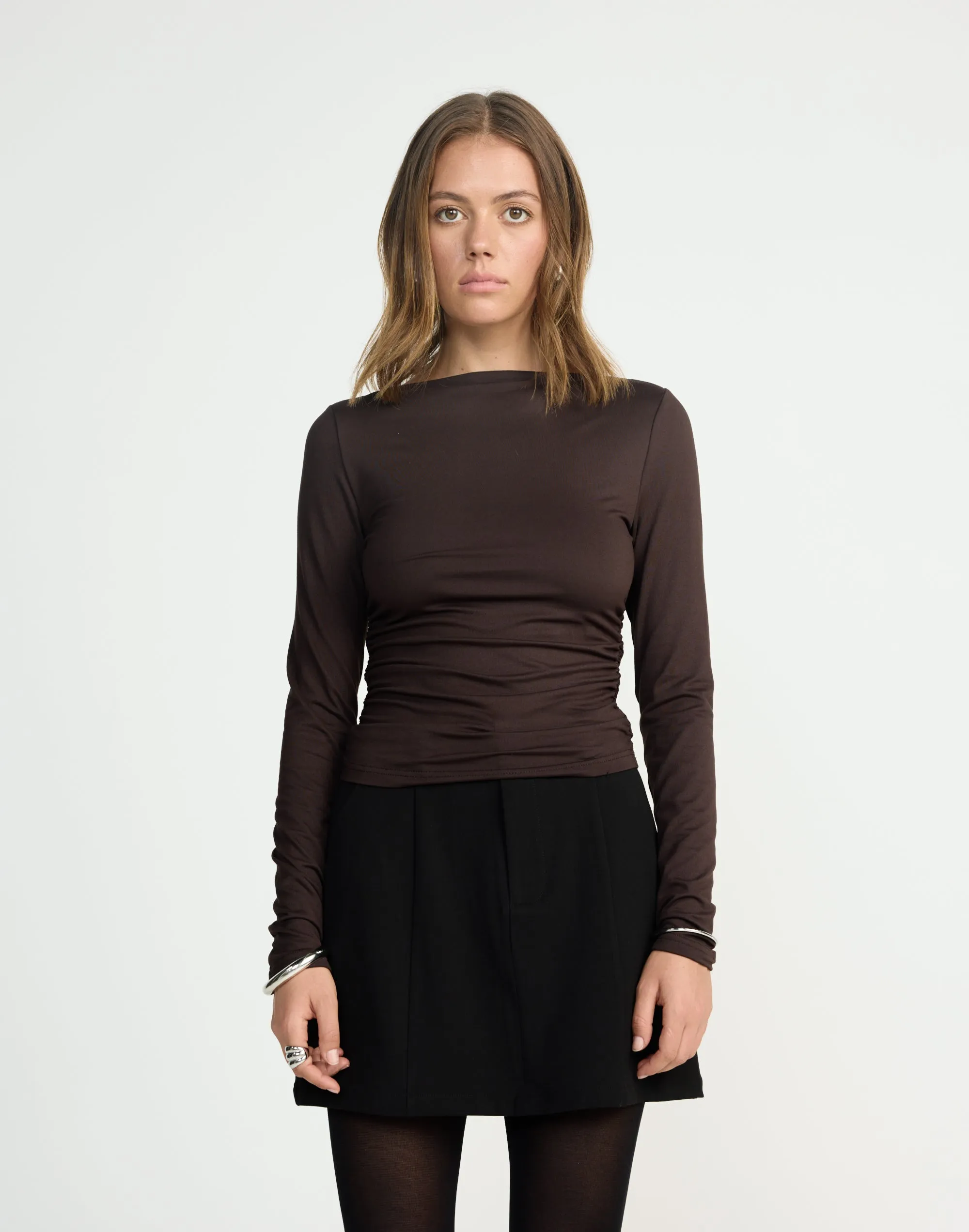Caprice Long Sleeve Top (Chocolate) sold by Charcoal Clothing