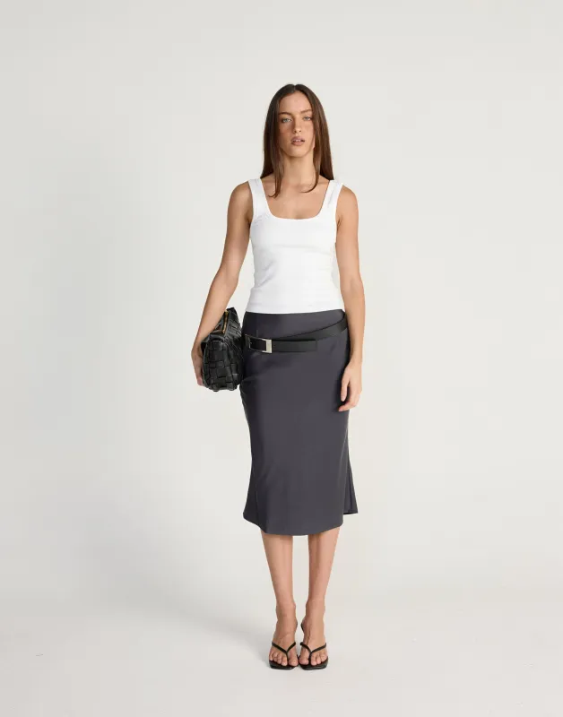 Samara Midi Skirt (Slate) sold by Charcoal Clothing