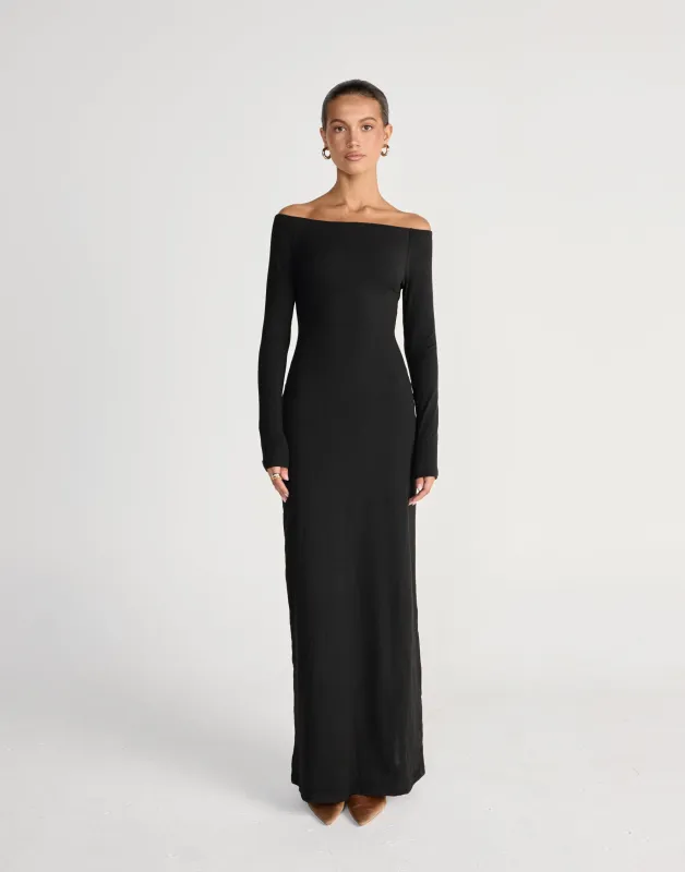 Liora Long Sleeve Maxi Dress (Black) sold by Charcoal Clothing