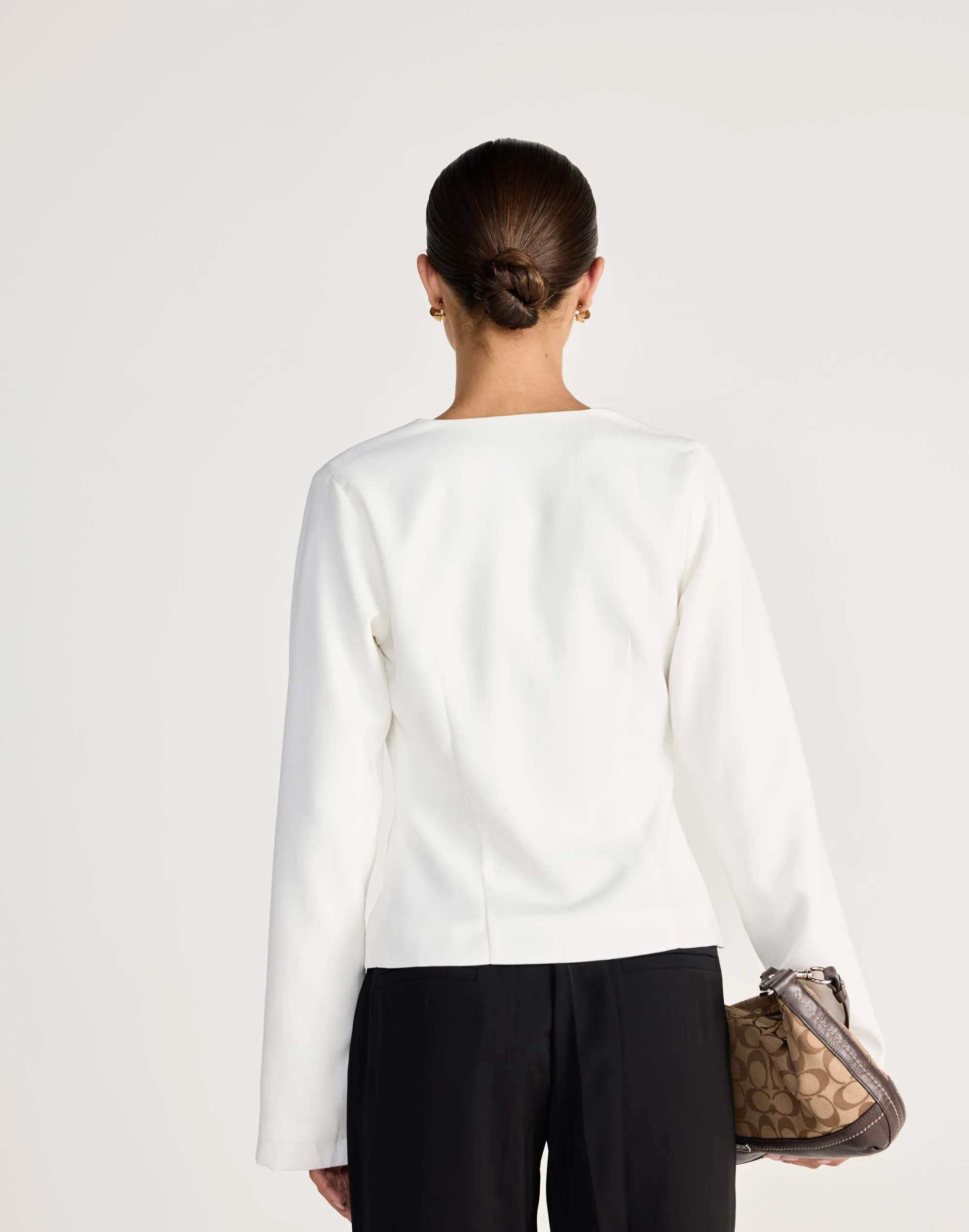 Caisey Long Sleeve Top (White) sold by Charcoal Clothing product image thumbnail 4