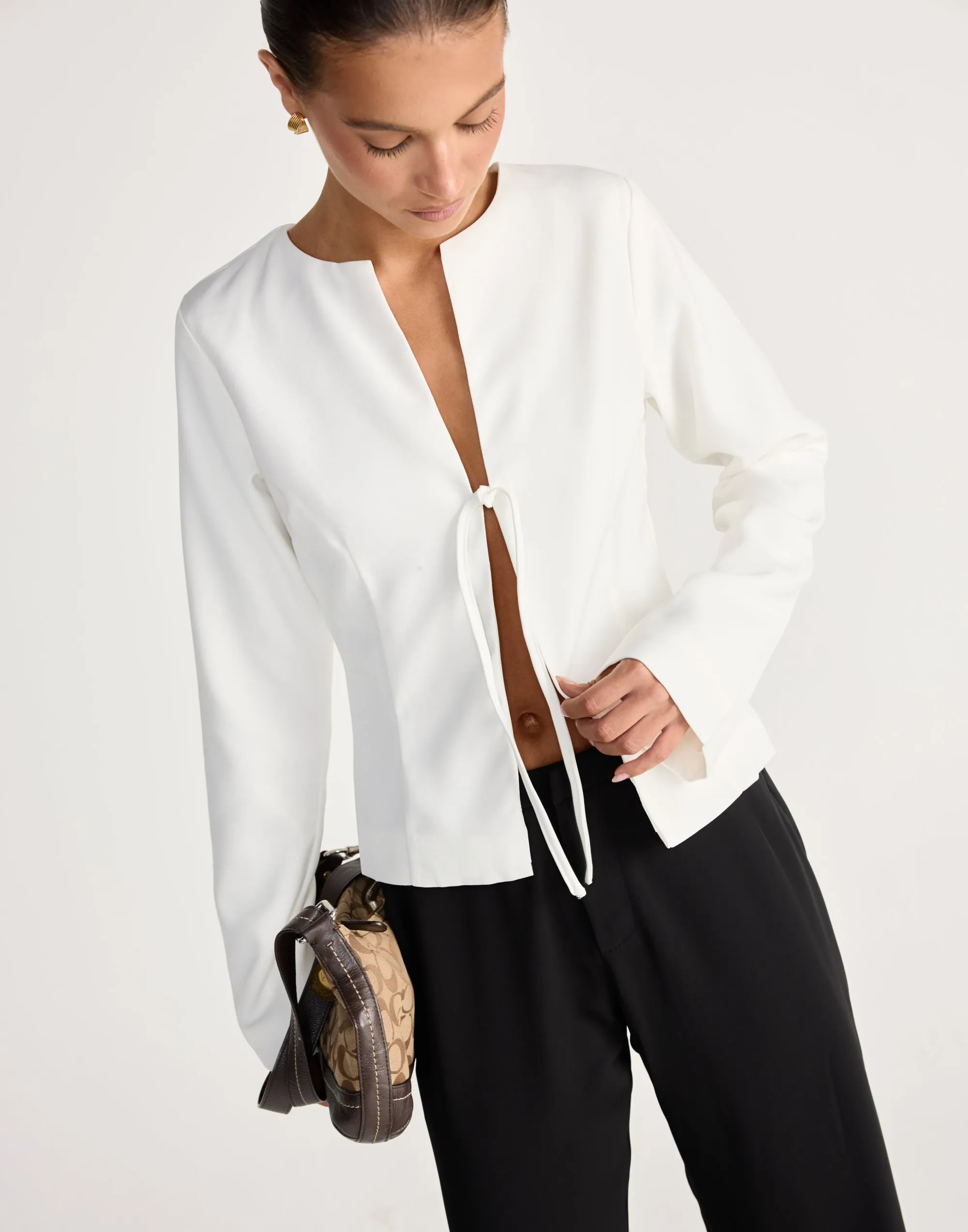 Caisey Long Sleeve Top (White) sold by Charcoal Clothing product image thumbnail 3