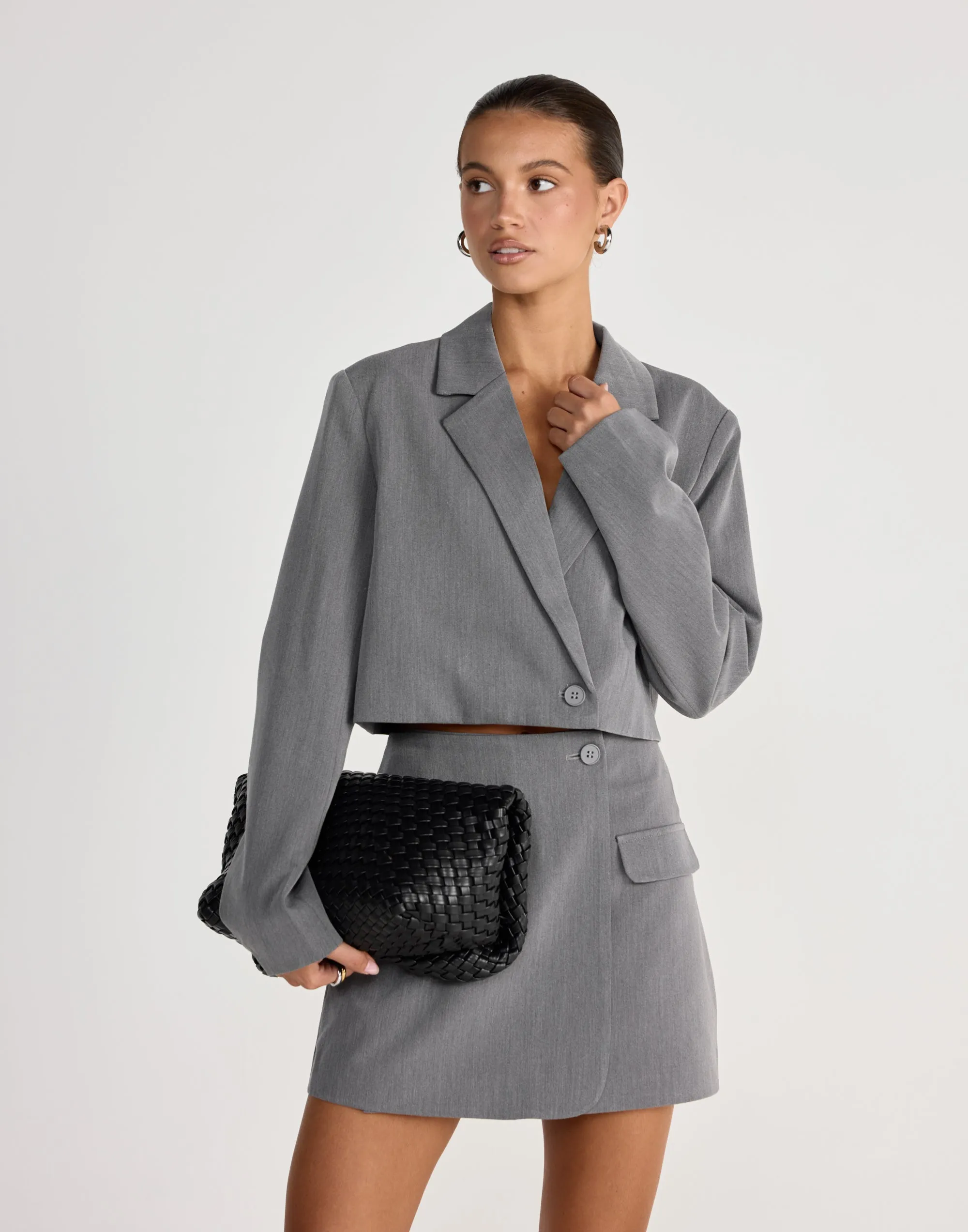 Waverly Cropped Blazer (Grey) sold by Charcoal Clothing