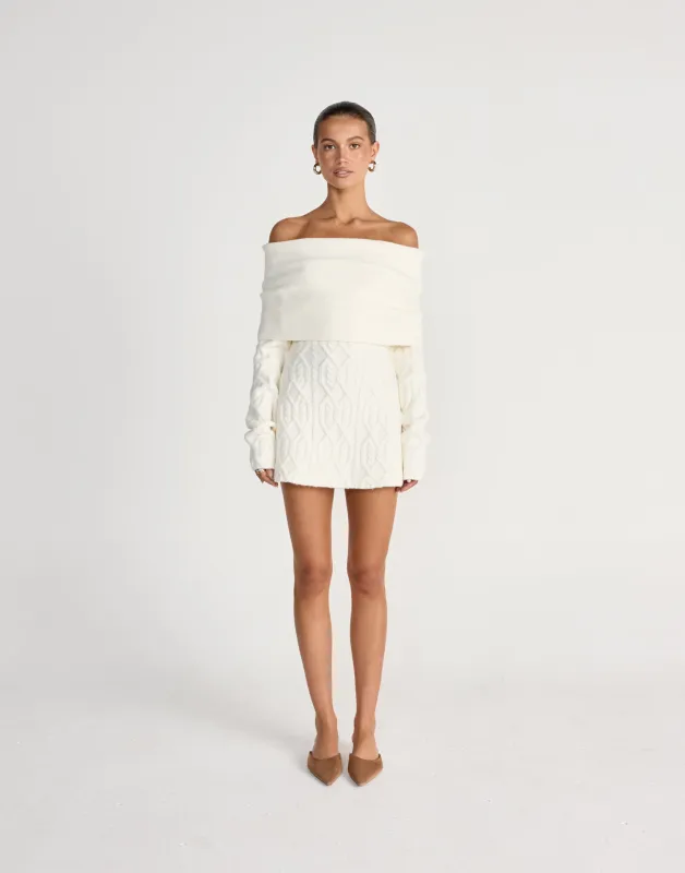 Pavati Long Sleeve Mini Dress (Off White) sold by Charcoal Clothing