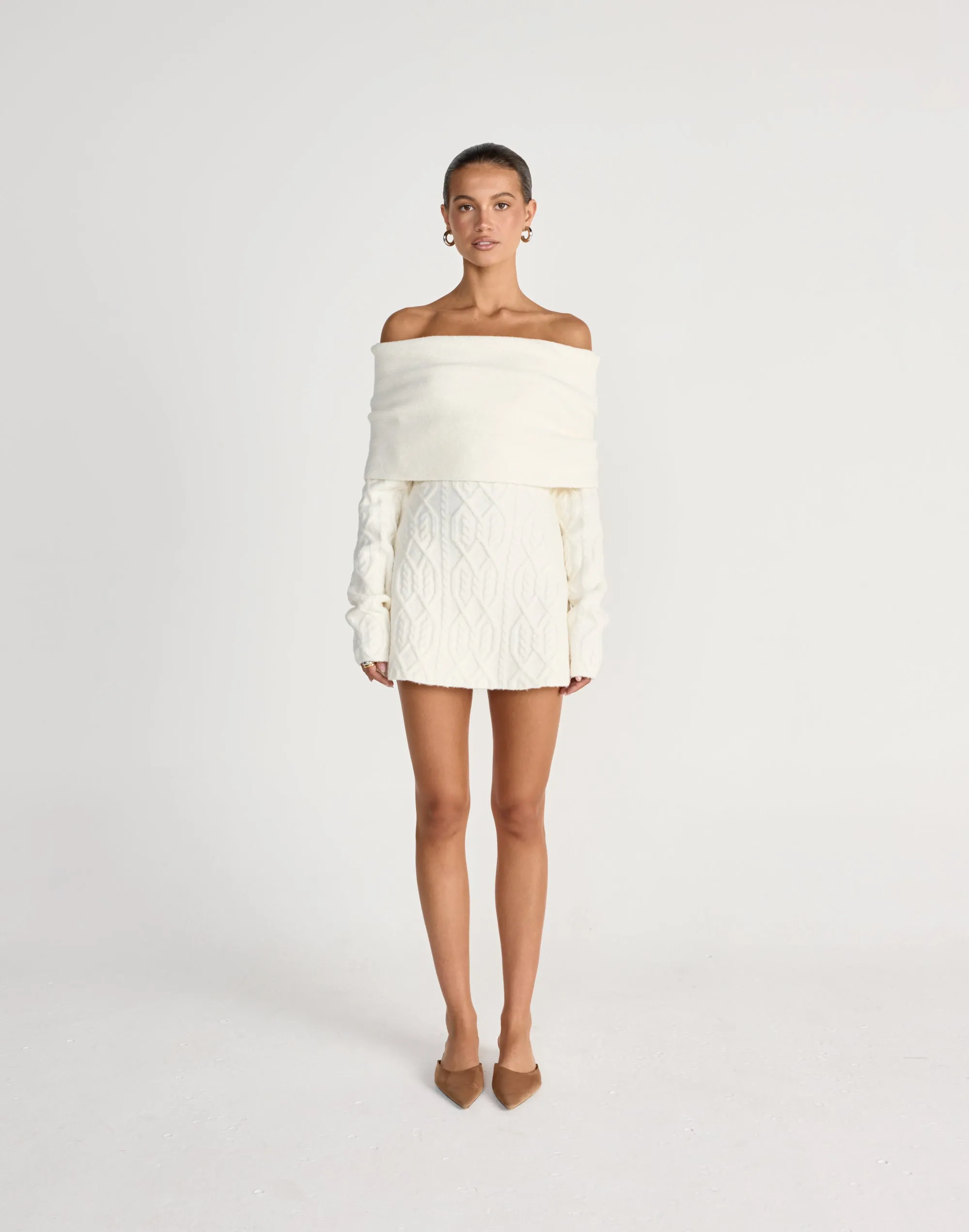 Pavati Long Sleeve Mini Dress (Off White) sold by Charcoal Clothing