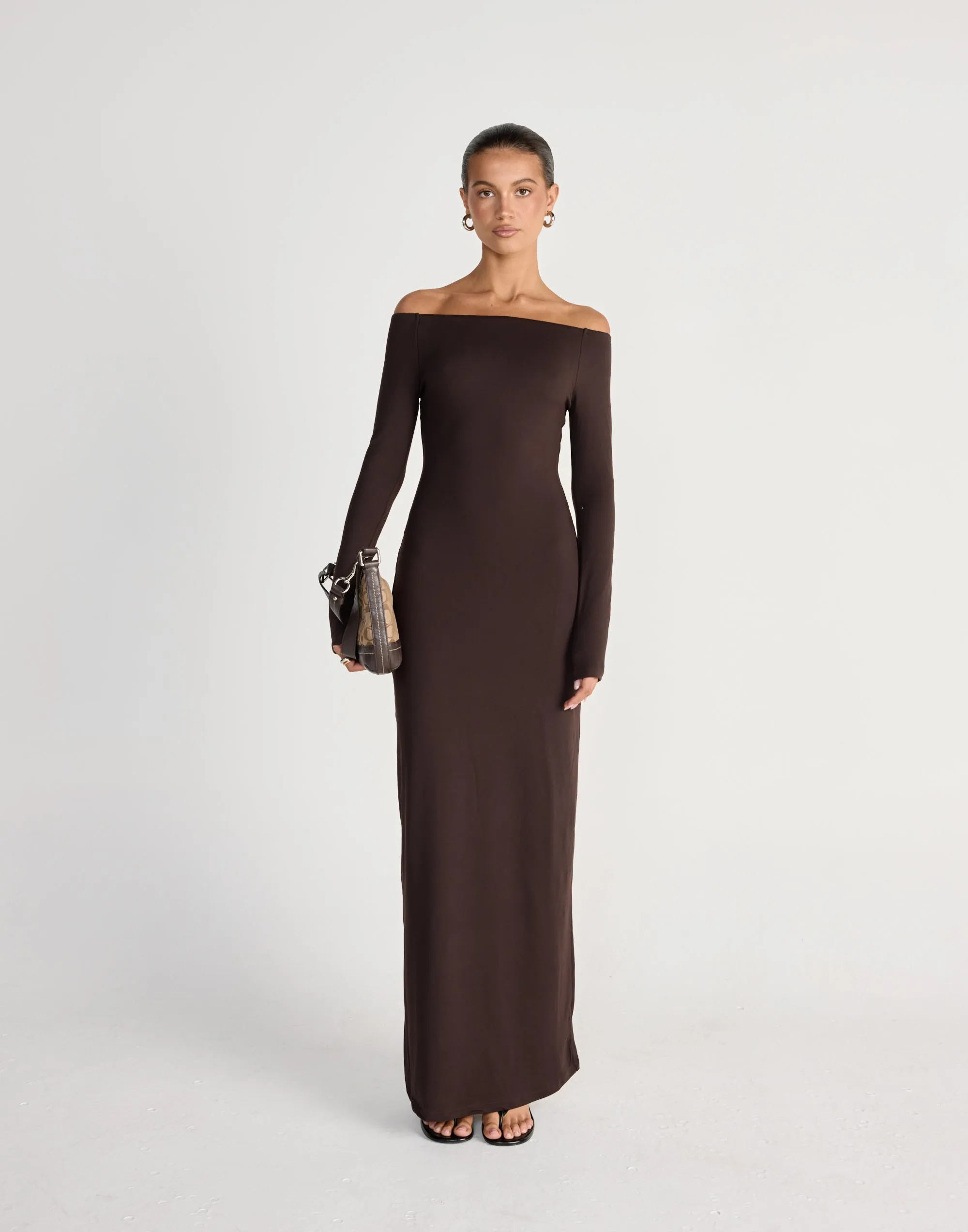 Liora Long Sleeve Maxi Dress (Chocolate) sold by Charcoal Clothing