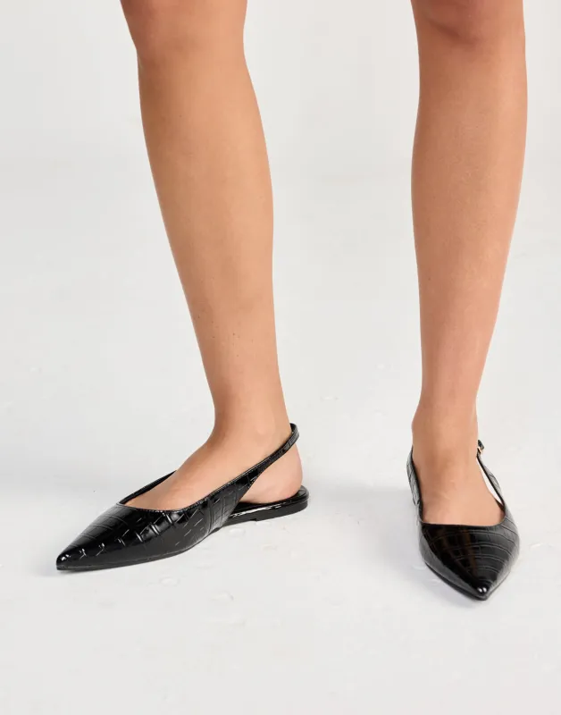 Henna Flats (Black Patent Croc) - By Billini sold by Charcoal Clothing