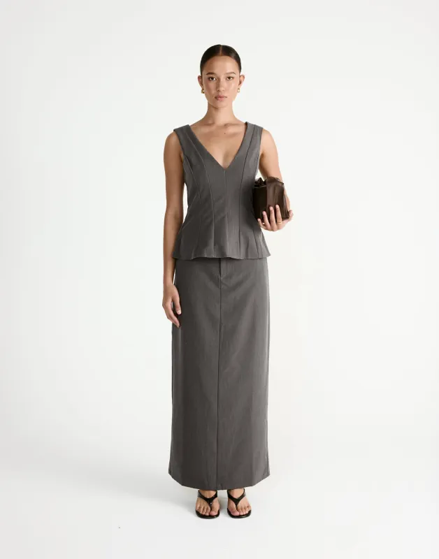 Giana Maxi Skirt (Grey) sold by Charcoal Clothing