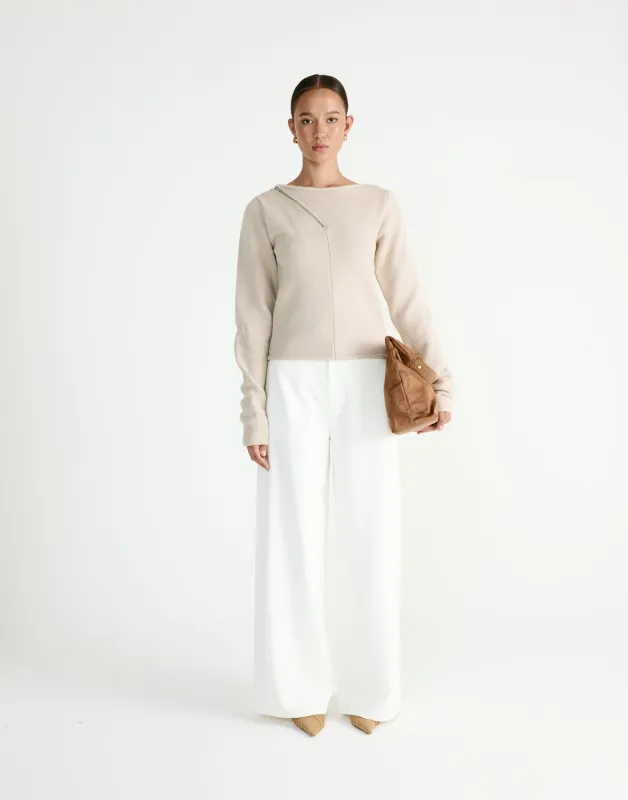 Wynter Long Sleeve Top (Latte) sold by Charcoal Clothing