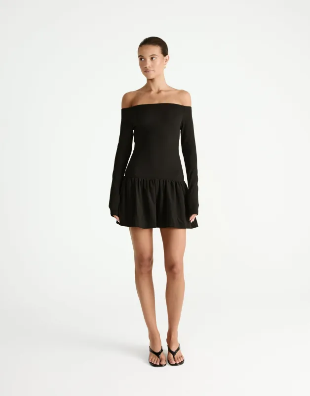 Yanna Long Sleeve Mini Dress (Black) sold by Charcoal Clothing