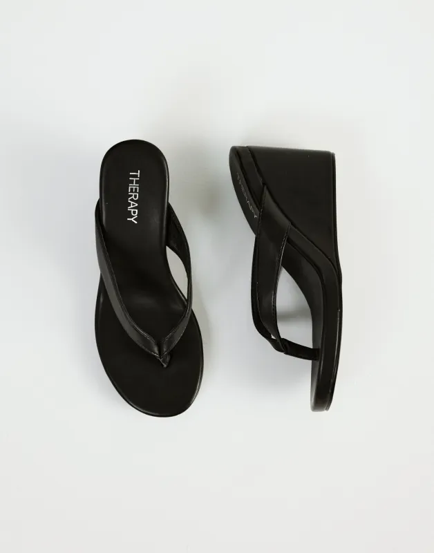 Ren Wedges (Black Smooth PU) - By Therapy made by therapy