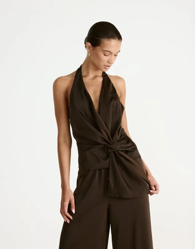 Belinda Top (Chocolate) sold by Charcoal Clothing