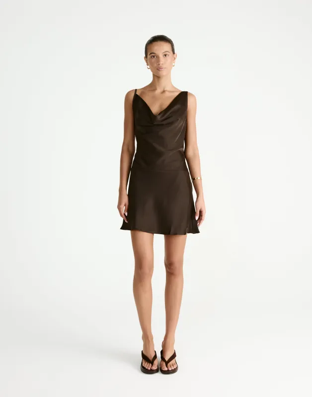Adley Mini Dress (Chocolate) sold by Charcoal Clothing