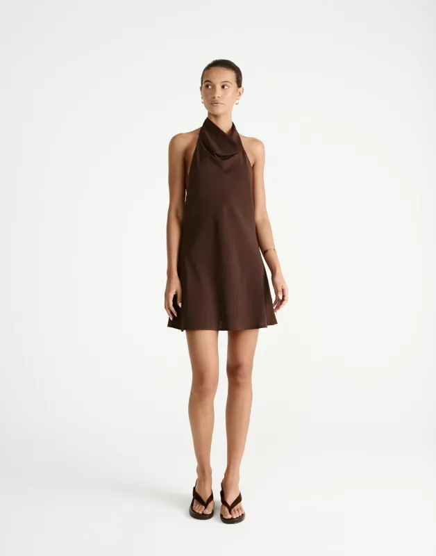 Flynn Mini Dress (Chocolate) sold by Charcoal Clothing