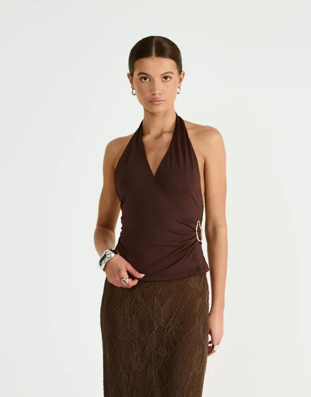 Agnete Top (Chocolate) sold by Charcoal Clothing