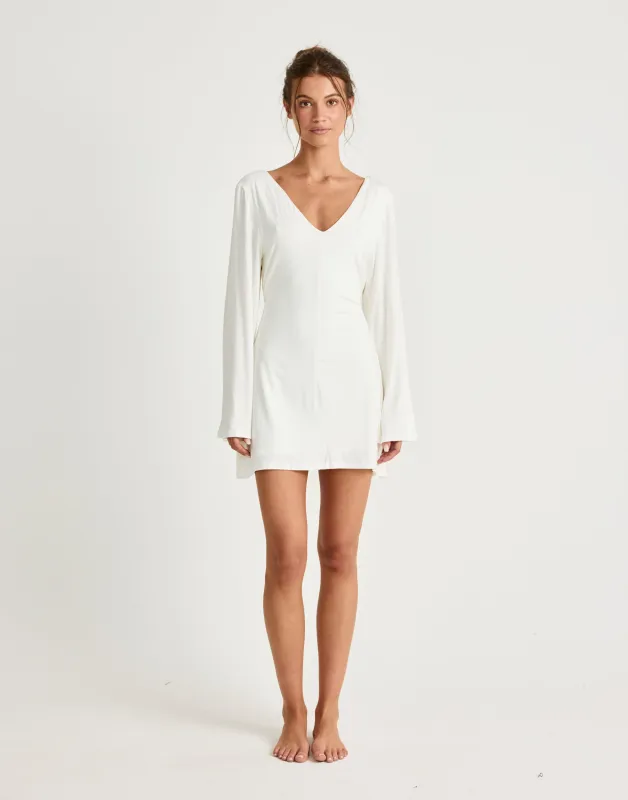 Harlow Mini Dress (Off White) sold by Charcoal Clothing
