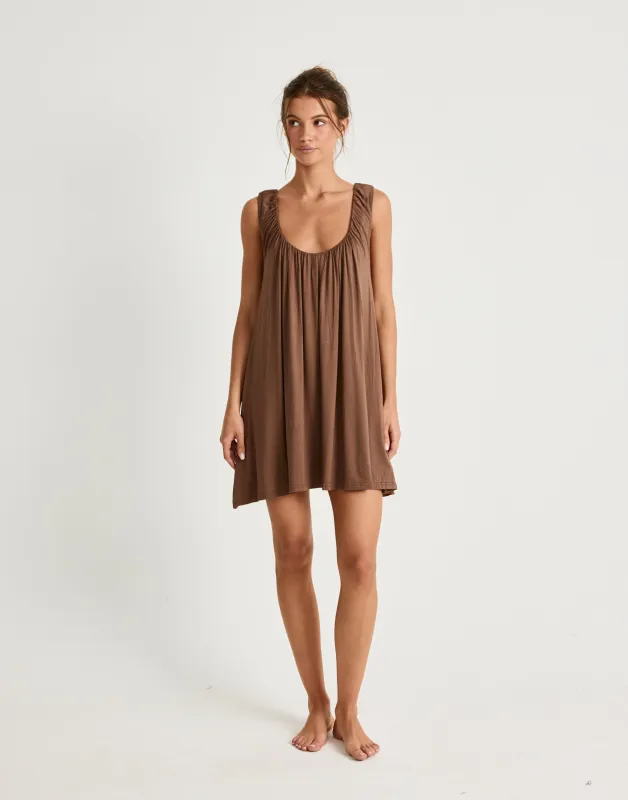 Selena Mini Dress (Oak) sold by Charcoal Clothing