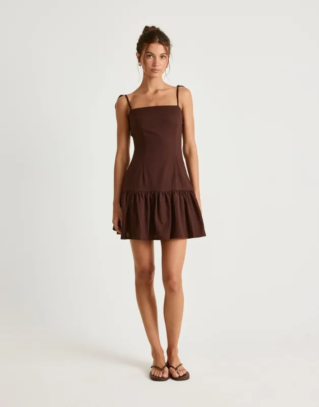 Hazel Mini Dress (Chocolate) sold by Charcoal Clothing