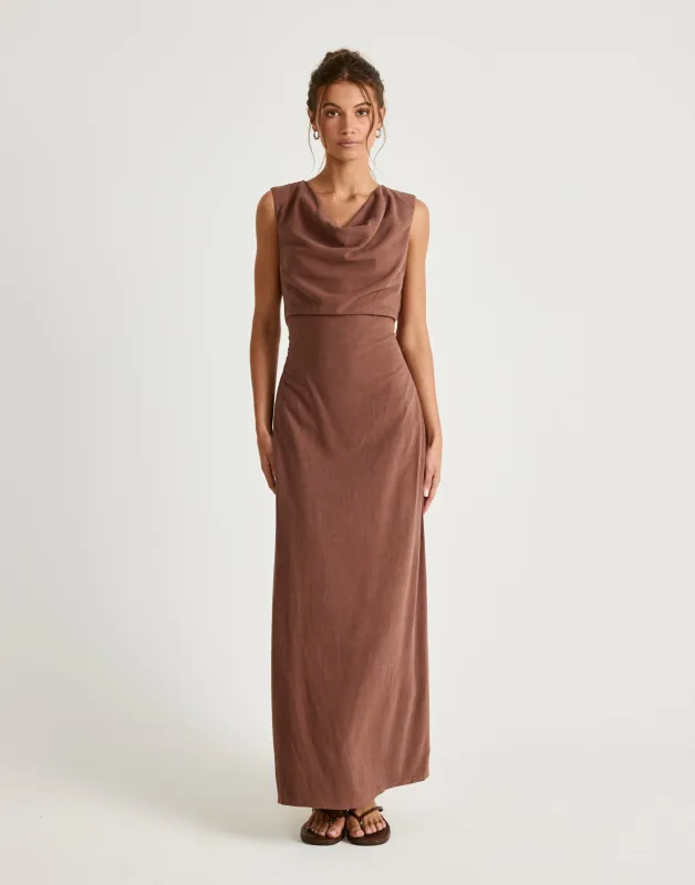 Shoreline Maxi Dress (Oak) sold by Charcoal Clothing