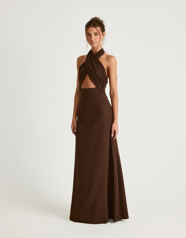 Sara Maxi Dress (Chocolate) sold by Charcoal Clothing