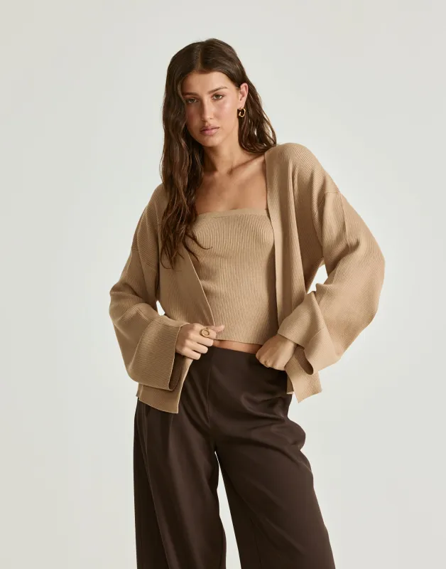 Monet Cardigan (Dark Sand) made by Charcoal Clothing