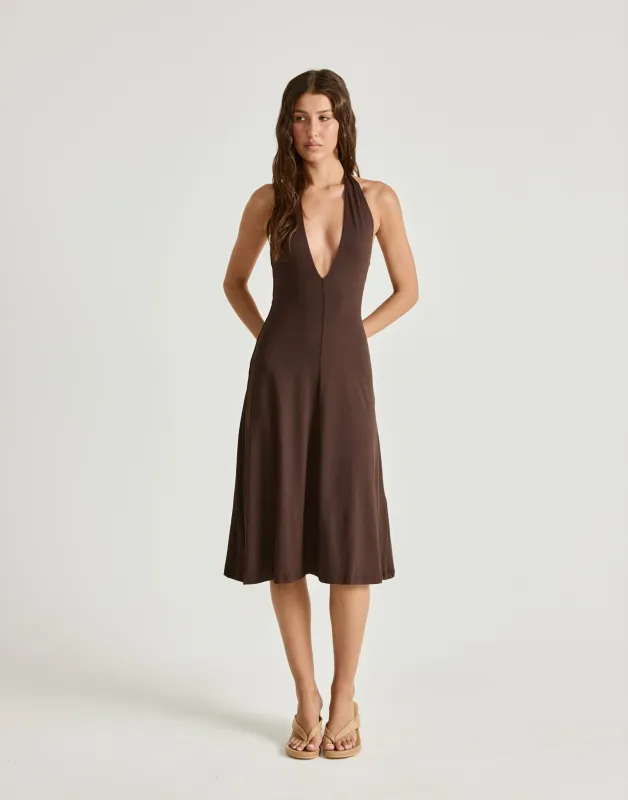 Sable Midi Dress (Chocolate) sold by Charcoal Clothing