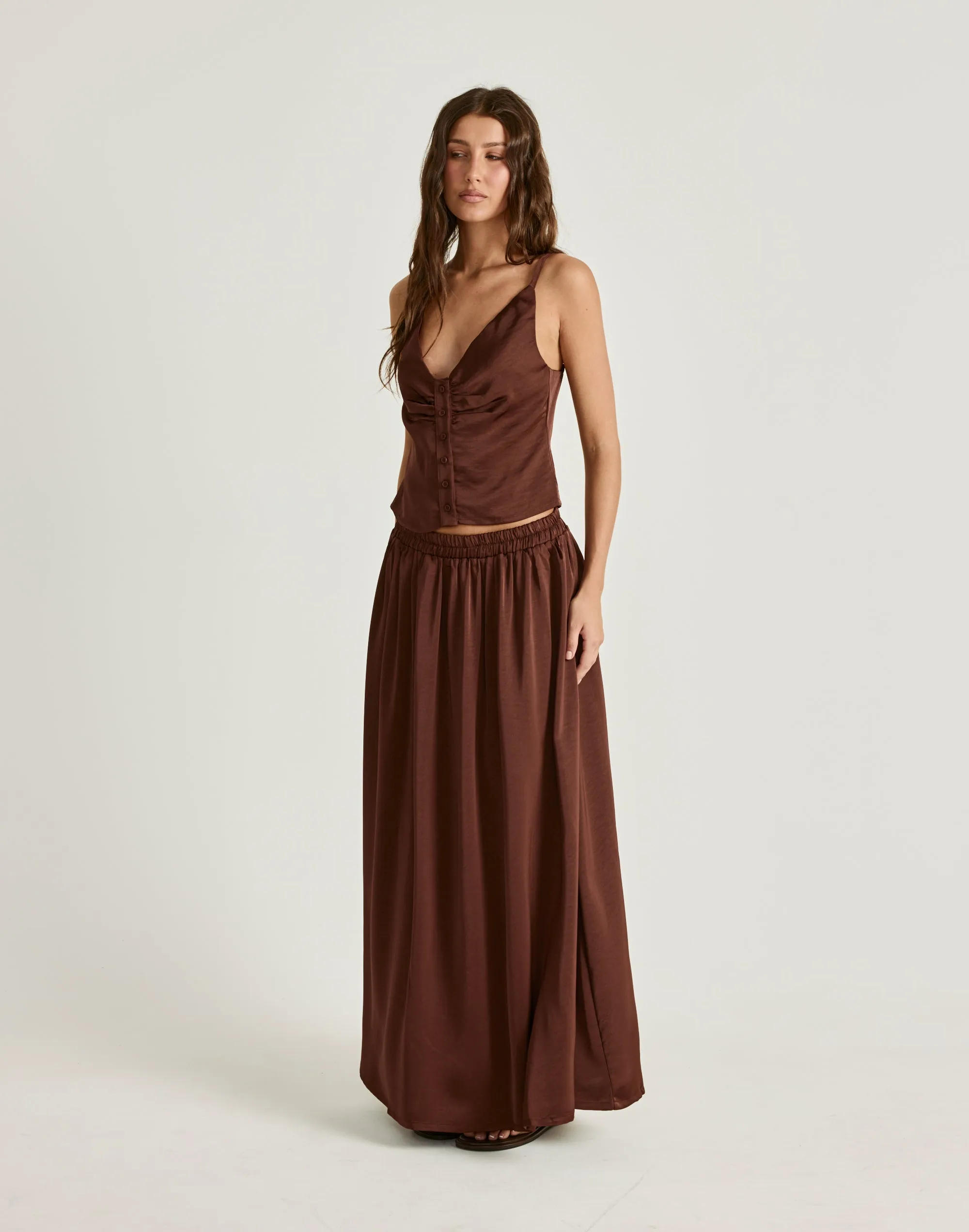 Enzo Maxi Skirt (Chocolate) sold by Charcoal Clothing